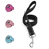 NESTROAD 犬用リード 夜間反射 持ちやすい 長さ1.5M 小型犬・中型犬・大型犬用 手に優しい犬リード 訓練 散歩 ロング 脱走防止 軽量 ナイロン製 ブラック,1本