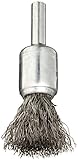 Weiler Wire End Brush, Solid End, Round Shank, Stainless Steel 302, Crimped Wire, 1/2" Diameter, 0.0