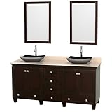 Wyndham Collection Acclaim 72 inch Double Bathroom Vanity in Espresso Ivory Marble Countertop Altair