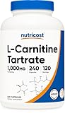 Nutricost L-カルニチン 1000mg、240カプセル、非遺伝子組み換え、グルテンフリー