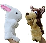 ふく福 可愛い アニマル パペット 動物 オオカミ うさぎ など パペット 人形 可愛い ぬいぐるみ-2個