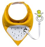 EOZY ベビー スタイ ビブ 柔らかい よだれかけ 2層タイプ 三角 スナップ 調整可能 多機能 コットン ギフト バンダナ型 かわいい 出産祝い イエロー