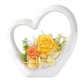 〔エルフルール〕ハート型の器がお洒落な♪プリザーブドフラワーアレンジメント カラー：イエロー クリアケース付　ブリザードフラワー 花 誕生日プレゼント 女性 結婚祝い ギフト 花 クリスマス 花 ブリ
