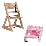 子供用ダイニングチェアー 「マジカルチェアーセット（椅子本体ナチュラル色＋クッションピンク色）」 木製ベビーチェアー グローアップチェア 専用クッション付き オリジナルハイチェアー