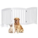 Pet Republic ペットゲート 木製 犬 ゲート 置くだけ ペットフェンス 折りたたみ 犬 フェンス 室内 犬 さく 柵 室内 安全柵 ペットガード 小型犬 中型犬 猫脱走防止柵 階段 廊下 出入り口 玄関 犬 飛び出し防止 重量6.35kg 幅153x高さ61cm 柵の間隔3cm ホワイト