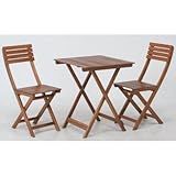 ガーデンテーブルセット 折りたたみ木製テーブル&チェアー3点セット アカシア材使用