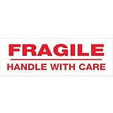 Tape Logic T901P02 Pre-Printed Carton Sealing Tape, Legend Fragile Handle With Care, 55 yds Length x
