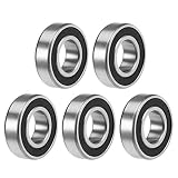 uxcell 6004RS ベアリング 内径20mm×外径42mm×幅12mm 深溝玉軸受 ボールベアリング 両ゴムシール付 クロム鋼 玉軸受 5個入り