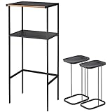 キッチンラック 幅55 ＆ ゴミ袋ホルダー 2個セット 3点セット レンジ台 ゴミ箱 ゴミ袋スタンド ふた付き 分別 スリム キッチン ブラック