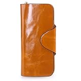 レディース長財布 ロングウォレット 高級牛革 本革 三つ折り カード入れ オイル仕上げ (ブラウン２)