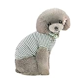 Kingsie 犬服 Tシャツ 夏用 犬の服 可愛い ストライプ ベスト ドッグウェア 中小型犬 猫 ペット服 春夏秋 お出かけ 散歩 (L, グレー)