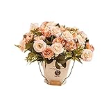 ニースシミュレーション植物人工ライトピンクローズ装飾鉢植え