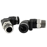 uxcell 空気圧クリック継手　空気圧クイックカプラ　コネクタ　1/4PT　L形　8mmチューブ　2個