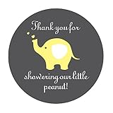 イエローElephant Thank Youステッカー、ユニセックス性別ニュートラルベビーシャワーステッカーラベル、2インチ、40-pack