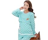 スタイル・ワン(1/style)　マタニティ　肌にやさしいコットン！　授乳口付き長袖ルームウェアセットアップ　産前産後セットアプ　全2色（ピンク、ブルー）（L,XL、XXL） (L, ブルー)