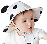 【ルリジューズ】 Religeuses ベビー ハット 赤ちゃん 帽子 日焼け 防止 UV カット 乳児用 水玉 つば 付き (黒)