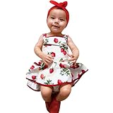 Sumen Cute Baby Girls Strawberry印刷Ruffles Romper Playsuit夏服プリンセスドレス 70 ホワイト Sumen_1569