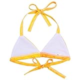 BAOHULU 女の子　子供 水着　セパレート 可愛い　人魚姫　人魚 衣装　3点セット コントラストカラー配色　優雅　可愛い　ベビー水着　柔らかい　快適　スイミングウェア (S233_Yellow_1