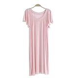 Spinas（スピナス) 着心地バツグン フレアスリーブ 半袖 ルームウェア タック入り 爽やか ロング丈 マタニティパジャマ ワンピース 4色