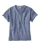 [エルエルビーン] ウィメンズ ミッドウェイト・コットン・スラブ・セーター、ヘンリー 半袖 米国フィット・プチ S Soft Indigo ブルー １０００１７６９２５