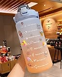 YATUSOTW ボトル 水筒 大容量 2000ml ポータブルストロースポーツウォーターボトル プラスチックウォーターボトル BPAフリー 大人 子ども アウトドア スポーツ 登山用 キャンプ ランニング ジム ハイキング 自転車 (2000ml,blue)