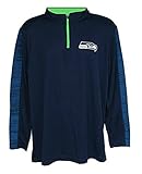 Seattle Seahawks大人用サイズミディアム1 / 4 Zipプルオーバーシャツ – ネイビーブルー&ライムグリーン