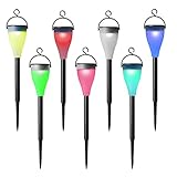 ICOCO ガーデンライト LED ソーラーライト 7色 自動充電 6本セット アウトドアライト 庭園灯 芝生 屋外 園芸 アウトドアライト