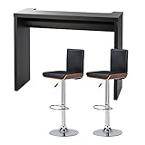 バーカウンターテーブル カウンターチェア 3点セット 幅120cm 同色2脚 回転式 昇降式 合皮 フェイクレザー rd-c2336×2&amp;rd-t8631 ブラック