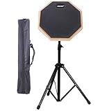 Asanasi ドラム 練習 パッド トレーニングパッド 8インチ スタンド 収納袋 付き ラバー 製 高弾 ブラック