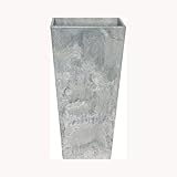 アートストーン トールスクエア 35cm×H70cm グレー ／底面給水型植木鉢（底栓付）