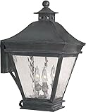 Elk 5722-C 12 by 19-1/2-Inch Landings Water Glass 3-Light Outdoor Wall Lantern, Charcoal Finish [並行輸