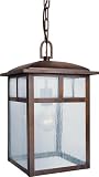 Forte Lighting 1316-01-41 Craftsman 1-Light Exterior Hanging Lantern with Clear Seeded Glass, Rustic