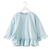 Zetoon 子供服 女の子 長袖 シャツ トップス Tシャツ 春 夏 無地 綿100％ 2色 普段着 カジュアル 可愛い お出かけ 通園 通学 110CM-150CM (ブルー, 140)