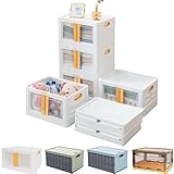 【Hellozebra·観音開き】収納ボックス 折り畳み 収納ケース 蓋付き キャスター付き 50L 大容量 組立簡単 透明 無臭 収納ケー