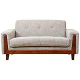 アビライト 大川家具 5色から選べる 天然木ベース付 ファブリック ソファシリーズ  2人掛け ベージュ SKT-0157