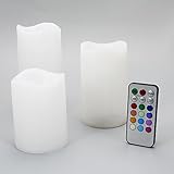 RGB LEDキャンドルライト 3点セット ろうそく リモコン付 タイマー付 蝋燭灯 省エネ 安全 便利