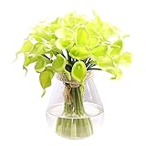 家庭の結婚式の装飾のための10個の生き生きした生き生きしたカラ花の人工花の花束（緑）