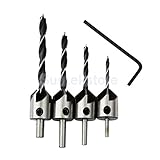 4 pc HSS 刃ドリルビット木工用ねじ面取りツール 3-6 mm + 1/4 六角シャンク
