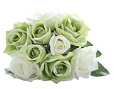 (マリーミー) MARRYME 造花 ローズ 薔薇 バラ 花嫁花束 ブーケ フラワーギフト インテリア 9本 お祝いの装飾 結婚式 パーティー 撮影道具 ウエディング (グリーン)