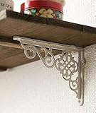 【棚受け/シェルフ/アイアンブラケット（ホワイト）２個セット】 ポッシュリビング PO-62285