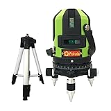 FUKUDA|フクダ 5ライン グリーンレーザー墨出し器 FL-535G 4方向大矩ライン 4垂直・1水平 最新グリーンダイオード 520nm 【本体+エレベーター三脚セット】