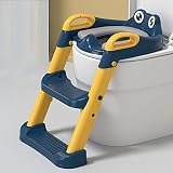 トイレトレーニング便座、子供用トイレトレーニングシートステップスツールはしご、折りたたみ式幼児用トイレシートトイレチェア、滑り止めデザイン、快適な安全、男の子、女の子向けの高さ調整 (黄色)