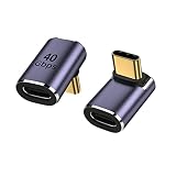 YFFSFDC USB C 変換 アダプター 2個セット 上下 90° ミドルベント【40Gbps高速データ転送&100W/5A急速充電& 8K@60Hz映像出力】L字 L型 タイプc type-c 変換アダプタ 90度 オス メス USB C コネクター スリムデザイン Thunderbolt 3、Mac Book Pro、Nintendo Switch、Nexus 6P 5X、Sam sung Galaxy S8、L G G5 V20などのType Cデバイスに対応