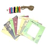 Creazy壁デコDIYクリエイティブミニ紙フォトフレームMini Colored Clothespins Twine dfg96-f
