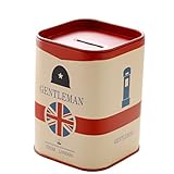 RoseniceスタイリッシュなTinplate貯金箱ストレージボックス(フラグパターンwithレッドカラー)