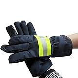Black Firefighter Heavy Duty Work Gloves NFPA Rated w/ Reflective Strap Full Size [並行輸入品]