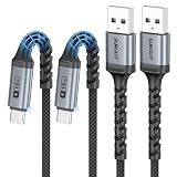 SUNGUY USB C ケーブル 2本セット【0.5M+0.5M】超耐久曲げ保護 USB-A to USB-C 最大18W急速充電 タイプc ケーブル 短い ナイロン編み USB2.0データ転送 iPhone17/16/15シリーズ、Galaxy S25/S24、Google Pixel、Xperiaその他Type-C機器対応 グレー