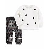 カーターズ Carter's 女の子用黒ポンポン付き長袖チュニックx黒インタルジアセーターコーデパンツ上下2点セット (24months(83-88cm)) [並行輸入品]
