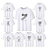 [ようこそ] モンハン 半袖 Tシャツ 綿 太刀 武器ロゴ 操虫棍 大剣 ハンマ ゲームグッズ モンハン 道具ロゴ インナーシャツ 上着 印象服 おしゃれ 柔らかい 吸汗 通気 肌着 男女兼用 (白D,S) [並行輸入品]