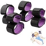 [LIKENNY] SMグッズ 手枷 足枷 セット SMプレイ 拘束具 4個セット M字開脚 ベルト 手足固定枷 痛くない 大人のおもちゃ 手錠 SMコスプレ 腿ハーネス 簡単連結 男女兼用